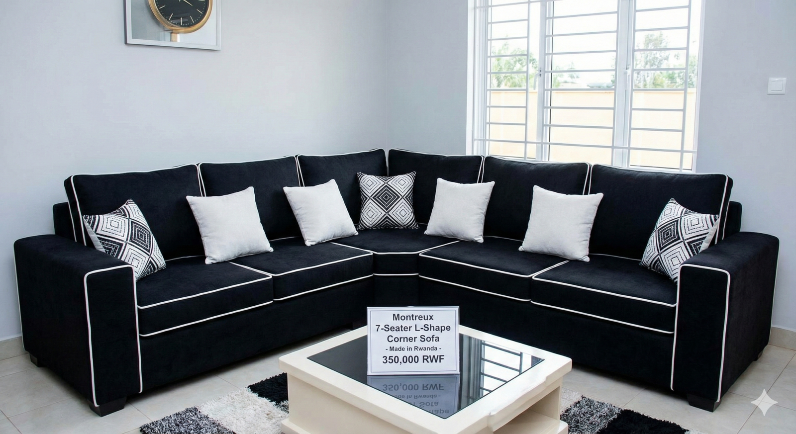 Montreux 7-Seater L-Shape Corner Sofa, Black/White video