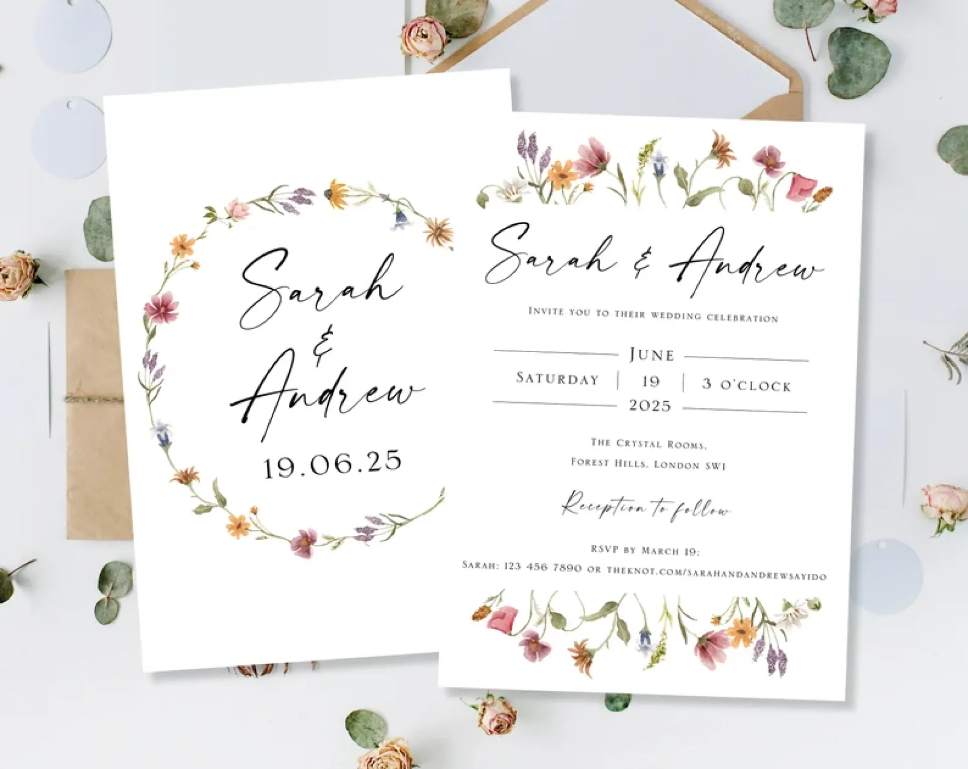 Wildflowers Meadow wedding invitation | 100 Pices