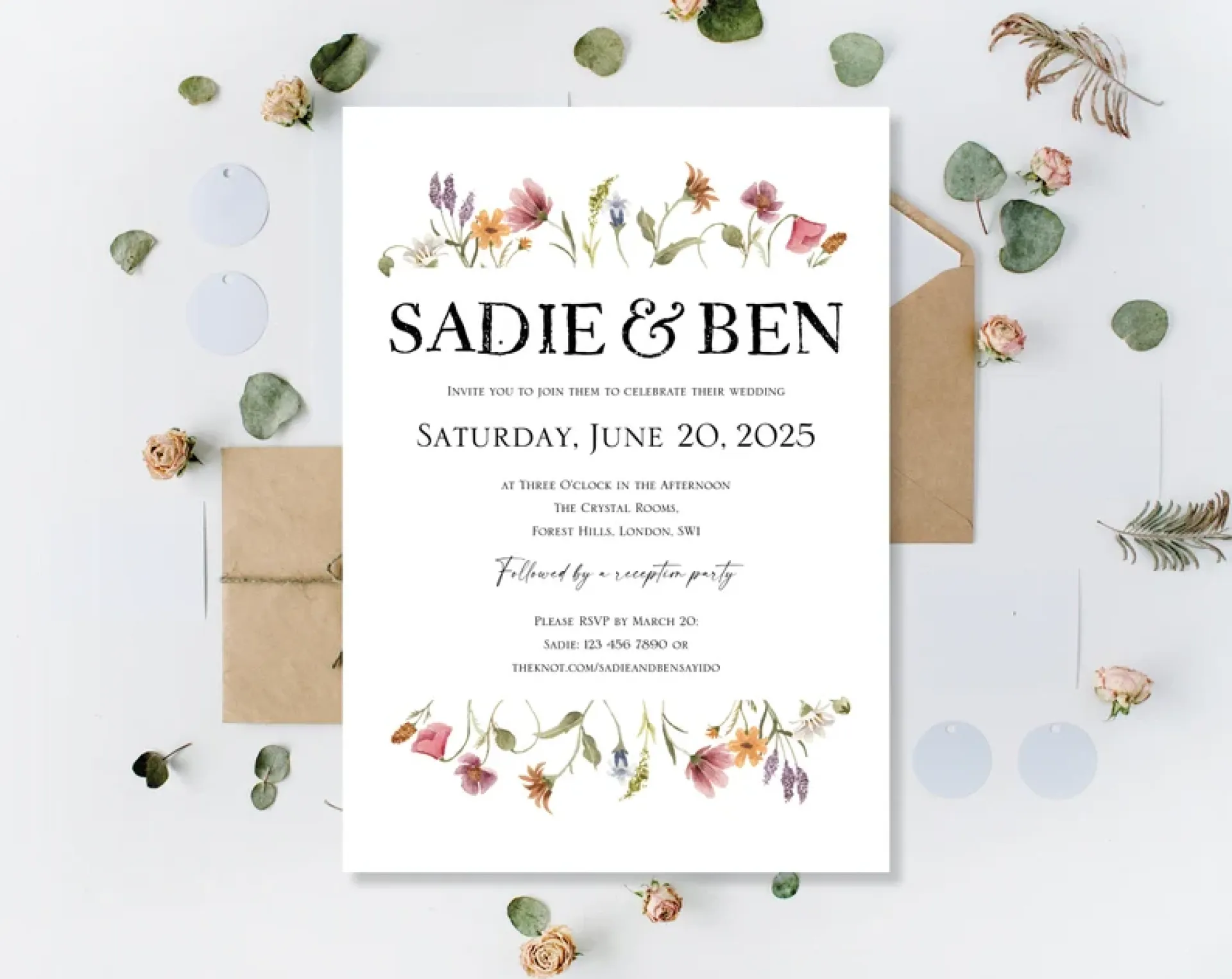 Wildflowers Meadow wedding invitation | 100 Pices
