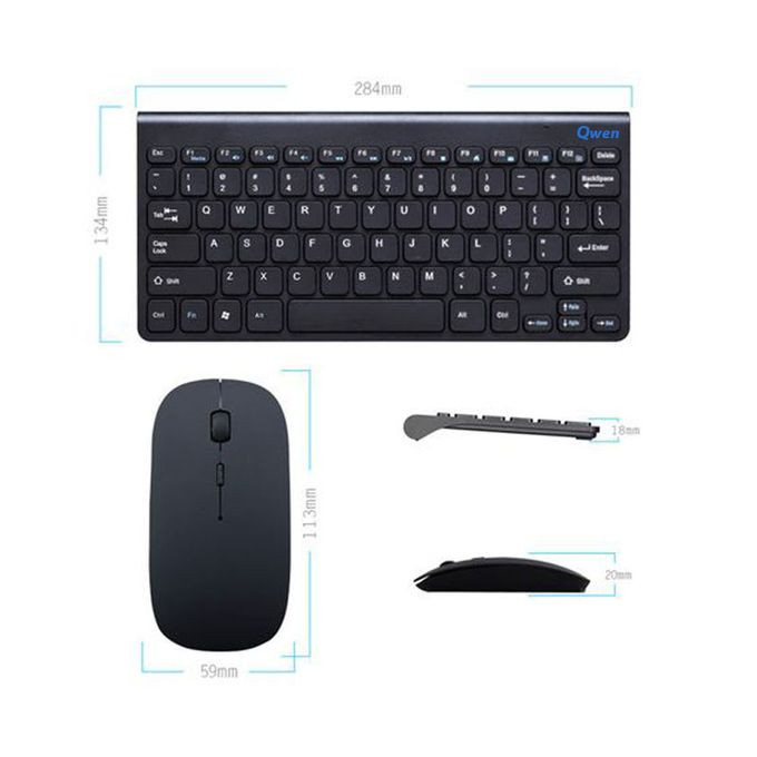 Qwen Mini Wireless Mouse & Keyboard Combo -Black