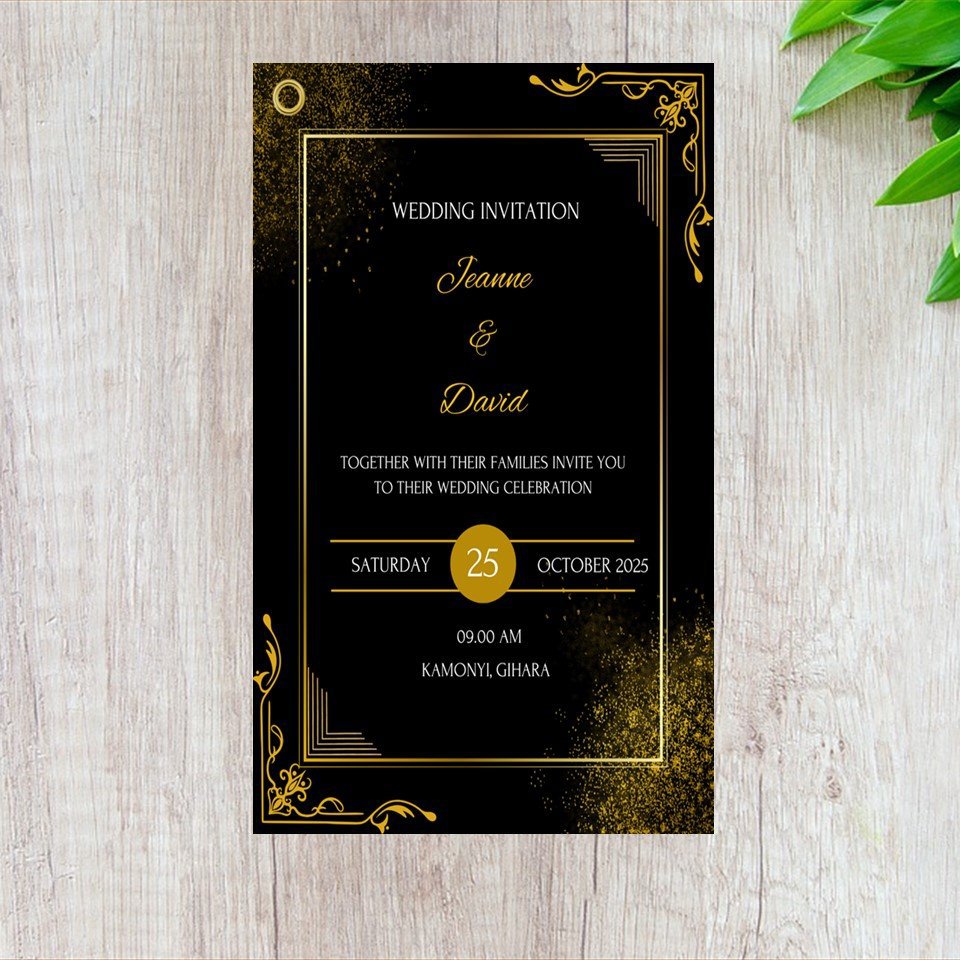 Golden Black Invitation card  ipaki ya invitation 100