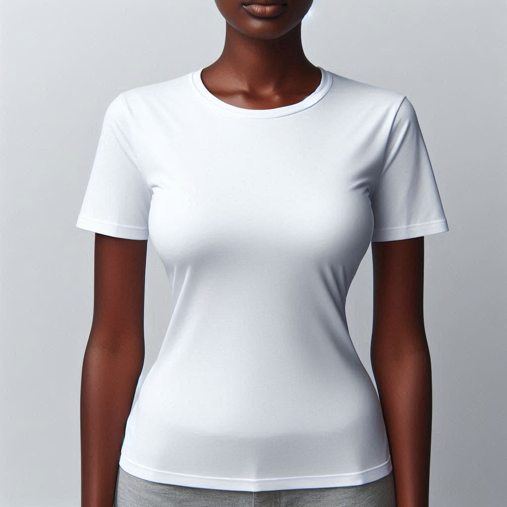 T-shirt coton white girl, woman, umupira wa amaboko magufi umweru