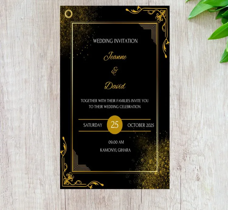 Golden Black Invitation card  ipaki ya invitation 100