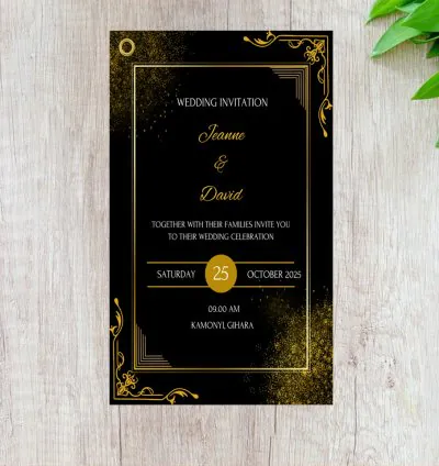 Golden Black Invitation card  ipaki ya invitation 100