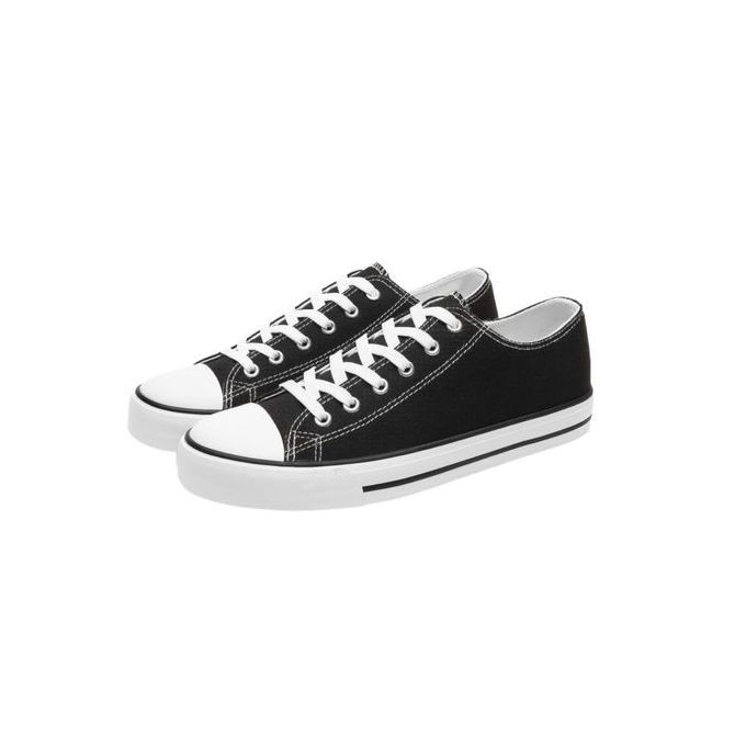 Fashion Couple Canvas Low Top Lace-up Shoes Classic Casual Sneakers Black