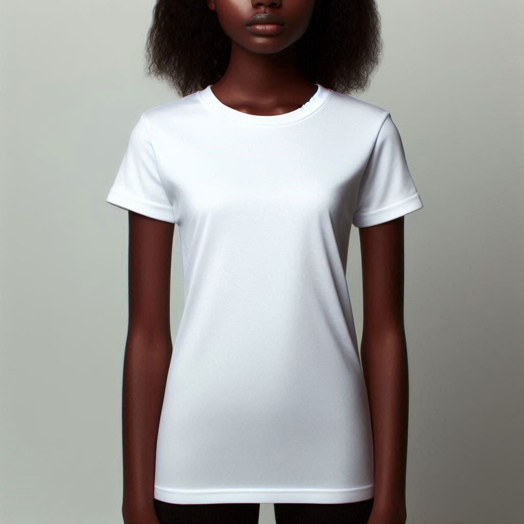 T-shirt coton white girl, woman, umupira wa amaboko magufi umweru 4